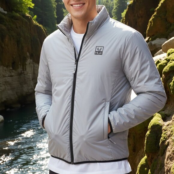 HUK Waypoint Packable Insulated Jacket in Overcast Grey M - Picture 1 of 13